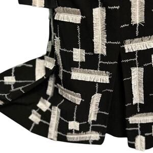 NWOT PRE SE by Carlisle 100% Wool Black Cream Eyelash Pleated Skirt Size 8